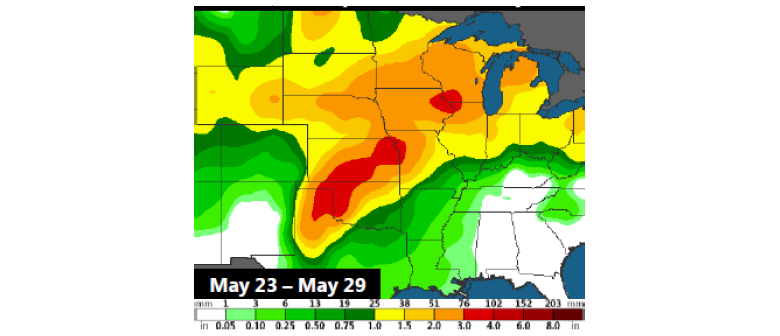 Chart 9: Heavy rainfall across western Corn Belt and Plainsn