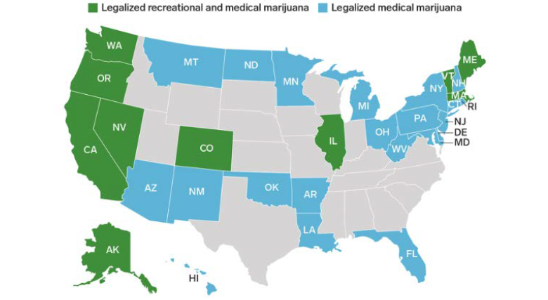 Figure 1 States where marijuana is legal